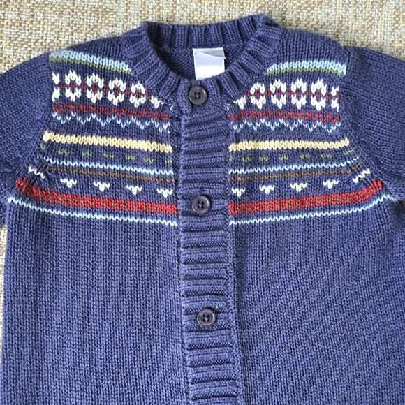 Navy Sweater Baby one-piece | 6 months | Jaquard Design - Picture 3 of 8